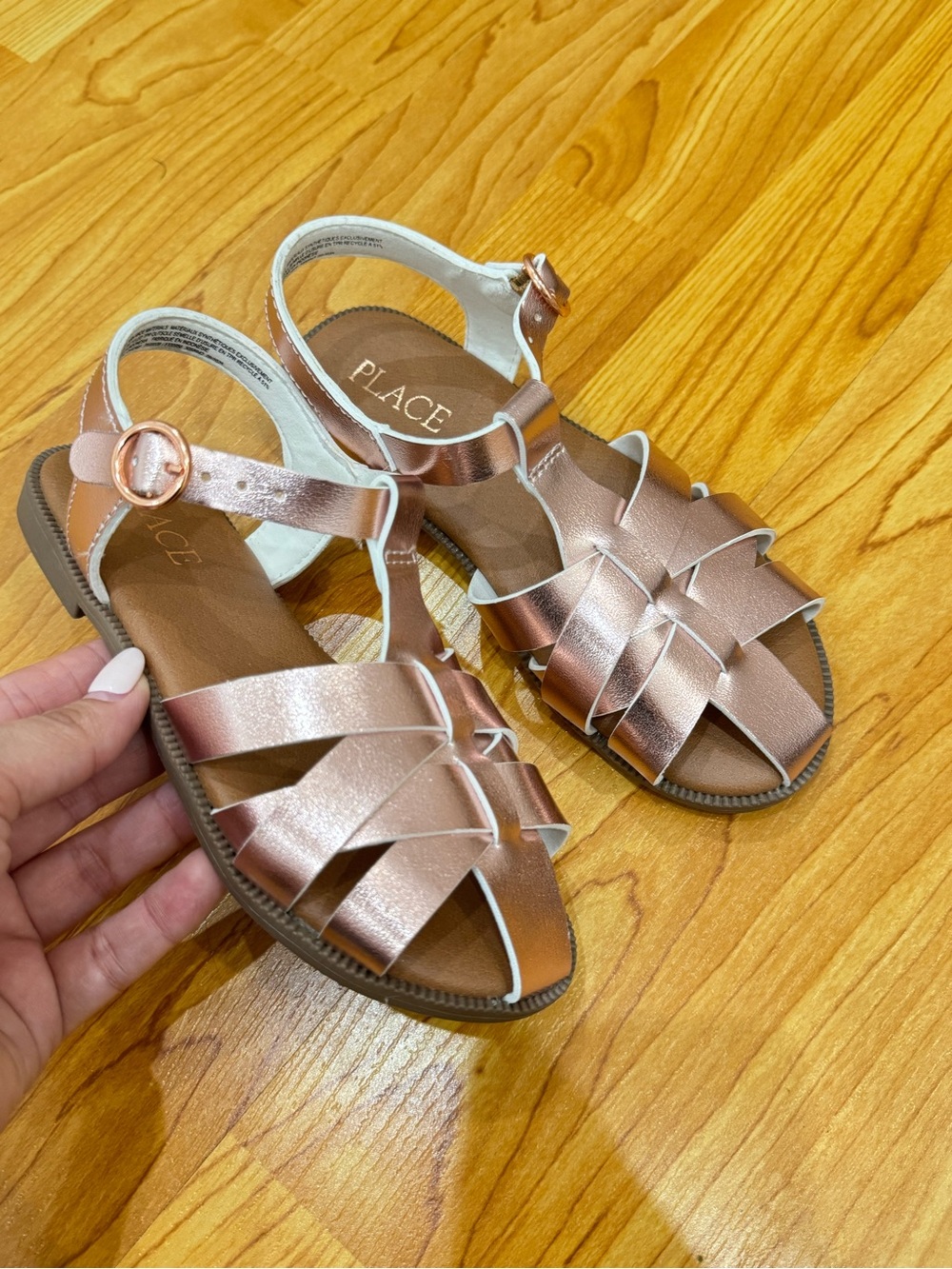 The Children's Place Metallic Rose Gold Braided Fisherman Sandals